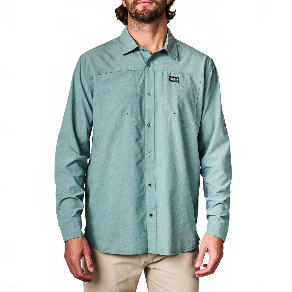 NEW MARSH WEAR lenwood tech long sleeve shirt in trellis